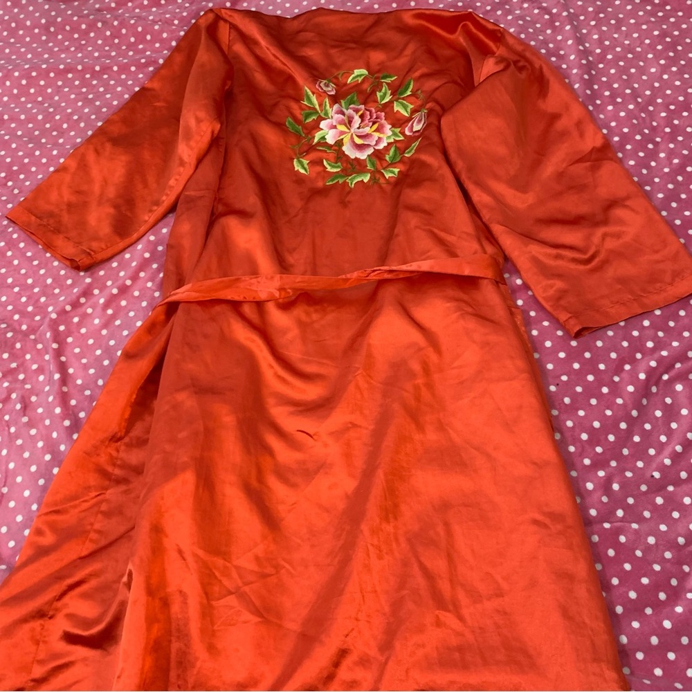 Red Silky Flower Robe - Picture 3 of 5
